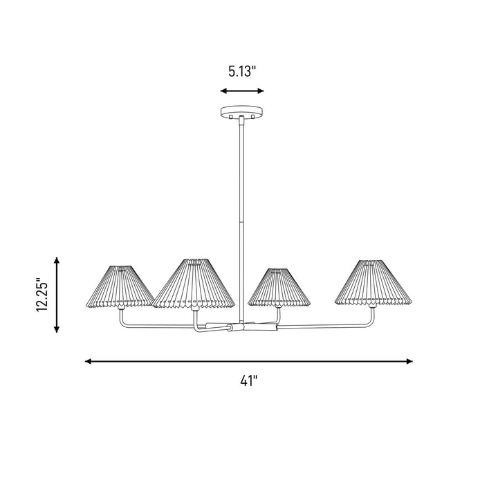 Meridian - M100121NB - Four Light Chandelier - Natural Brass