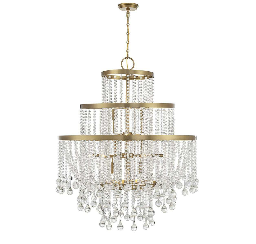 Luna 15 Light Chandelier in Warm Brass Savoy House