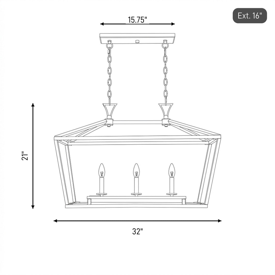 Savoy House - 1-423-3-322 - Three Light Linear Chandelier - Townsend - Warm Brass