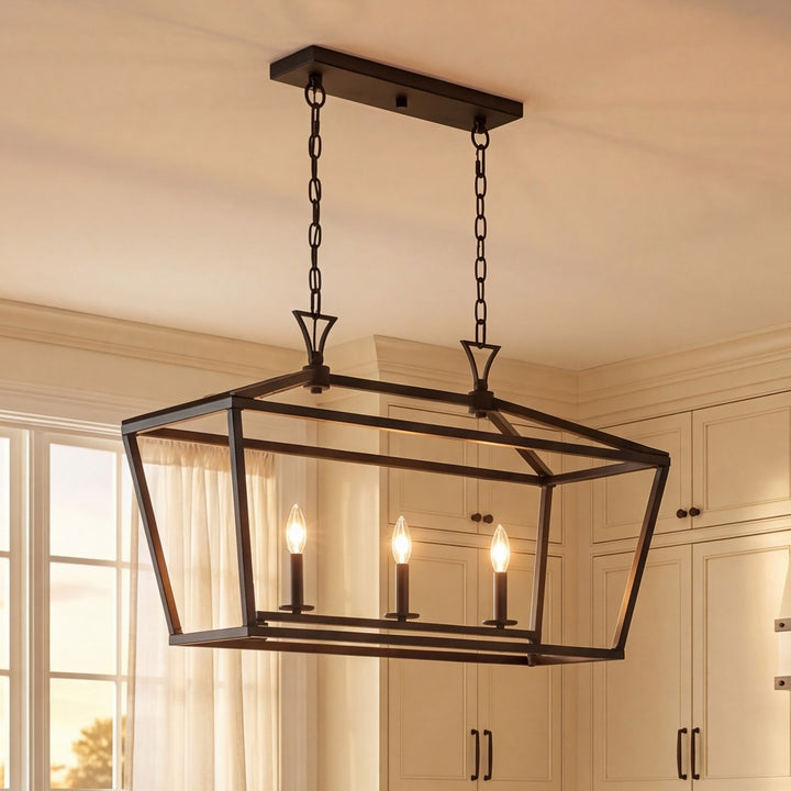 Savoy House - 1-423-3-89 - Three Light Linear Chandelier - Townsend - Matte Black