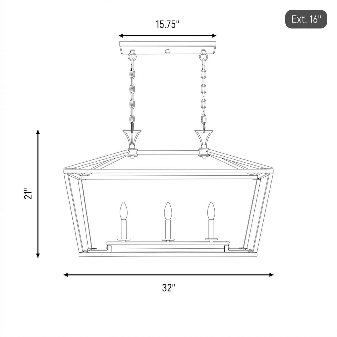 Savoy House - 1-423-3-89 - Three Light Linear Chandelier - Townsend - Matte Black