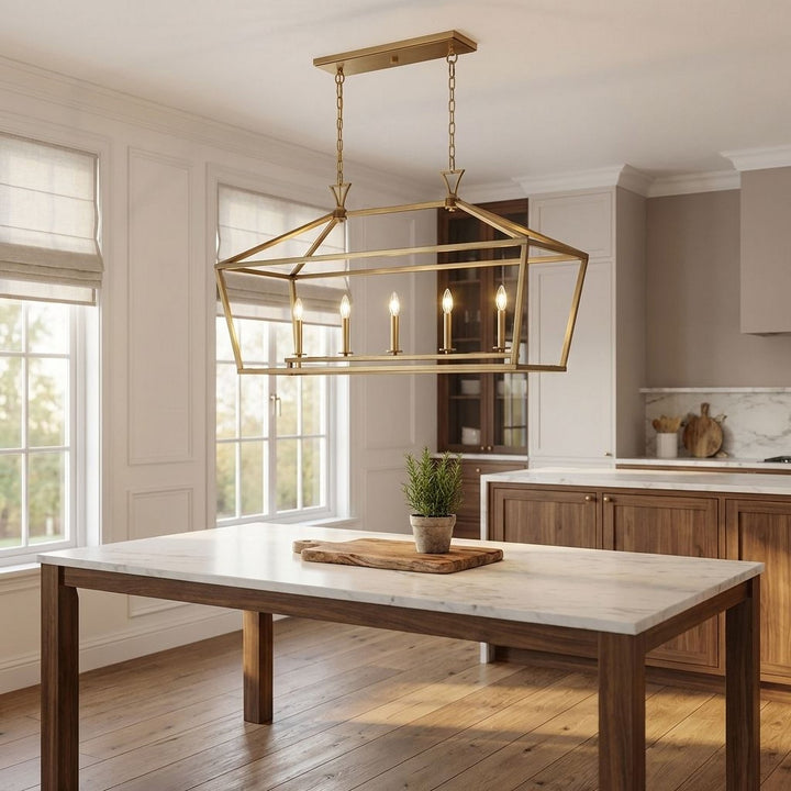 Savoy House - 1-424-5-322 - Five Light Linear Chandelier - Townsend - Warm Brass