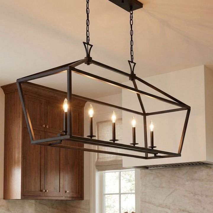 Savoy House - 1-424-5-89 - Five Light Linear Chandelier - Townsend - Matte Black