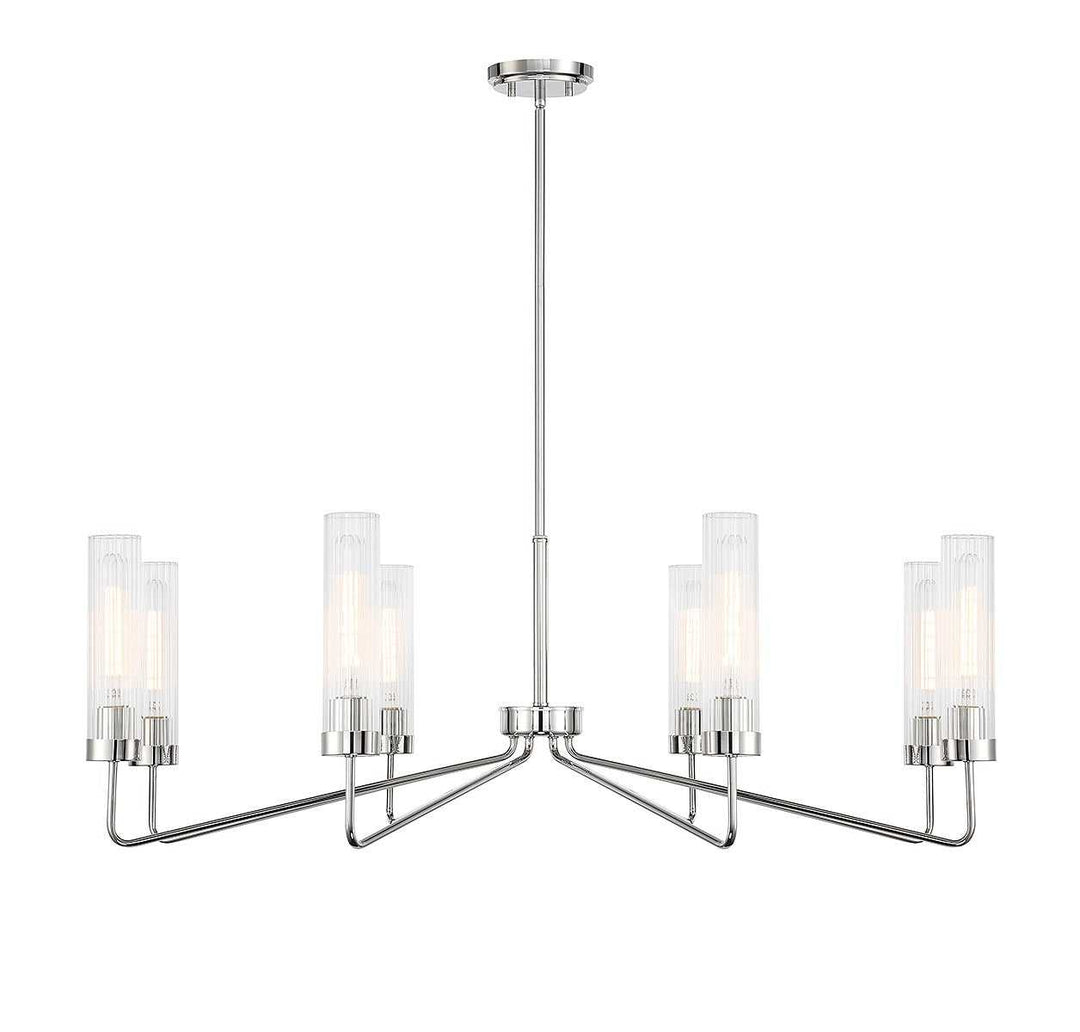 Baker Eight Light Chandelier in Polished Nickel Savoy House