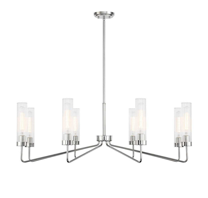 Baker Eight Light Chandelier in Polished Nickel Savoy House