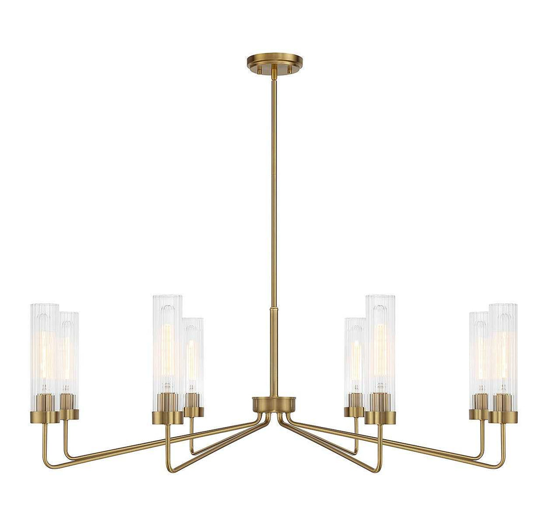Baker Eight Light Chandelier in Warm Brass Savoy House
