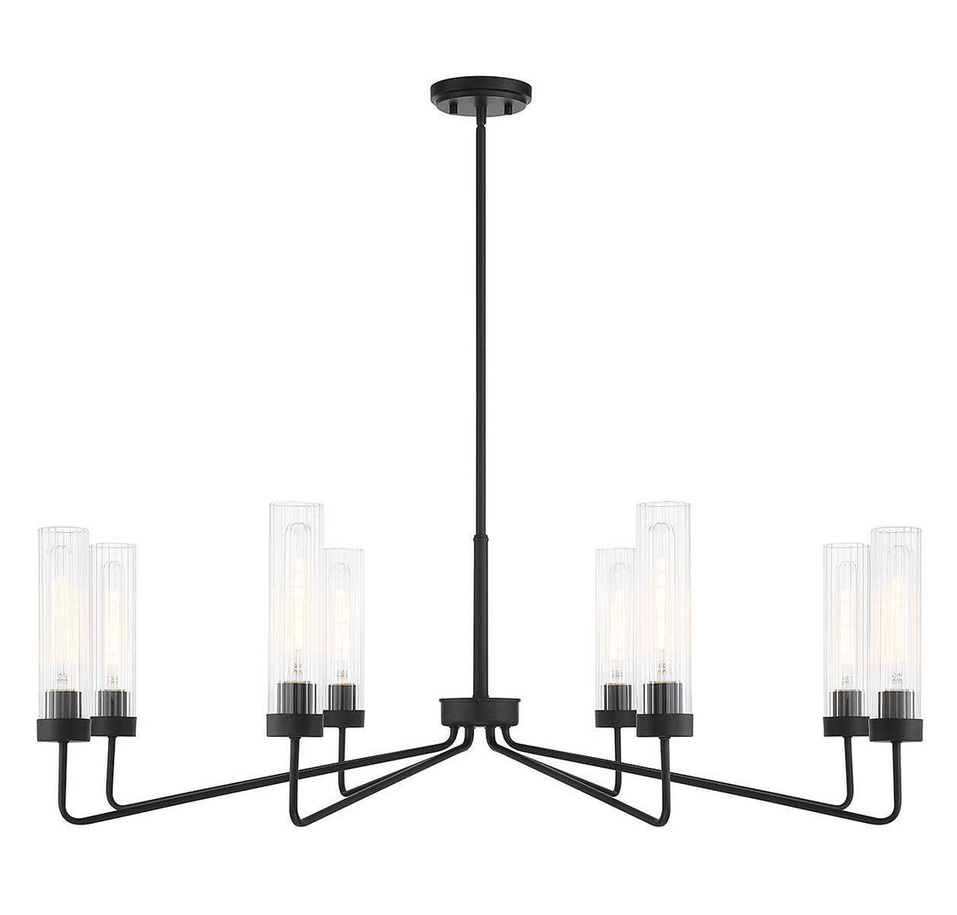 Baker Eight Light Chandelier in Matte Black Savoy House