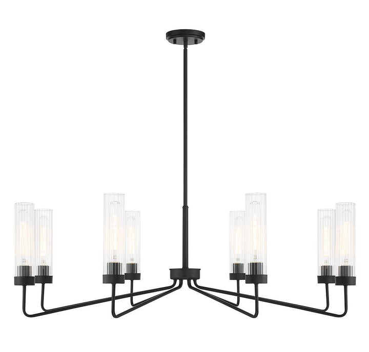 Baker Eight Light Chandelier in Matte Black Savoy House