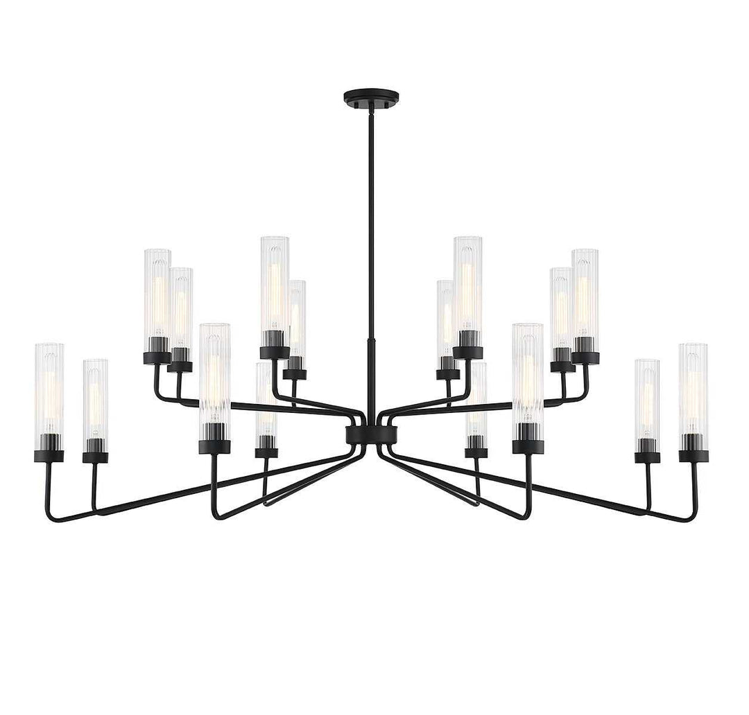 Baker 16 Light Chandelier in Matte Black Savoy House