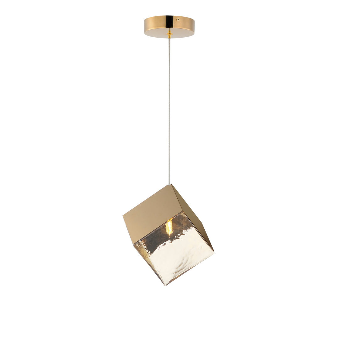 Ice Cube LED Pendant in French Gold