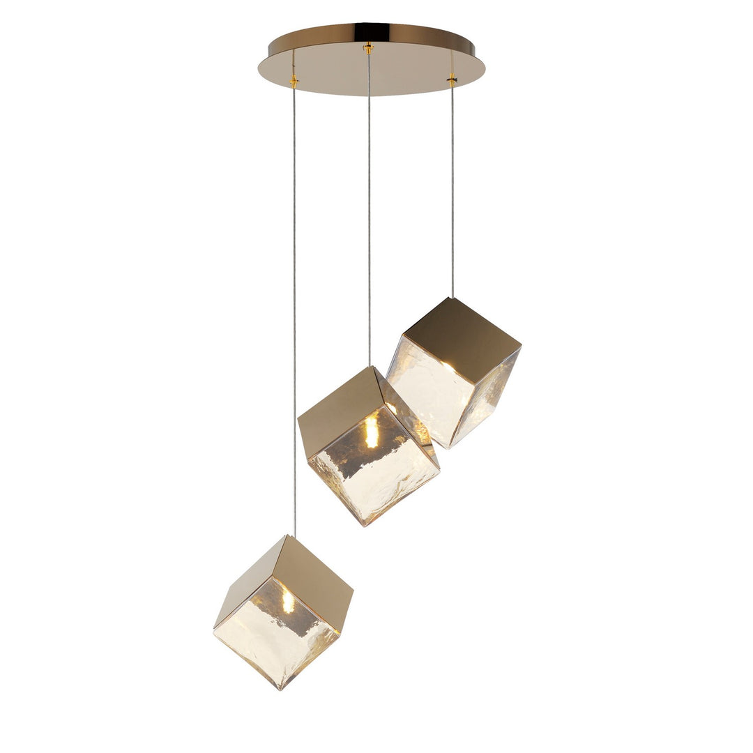 Ice Cube LED Pendant in French Gold