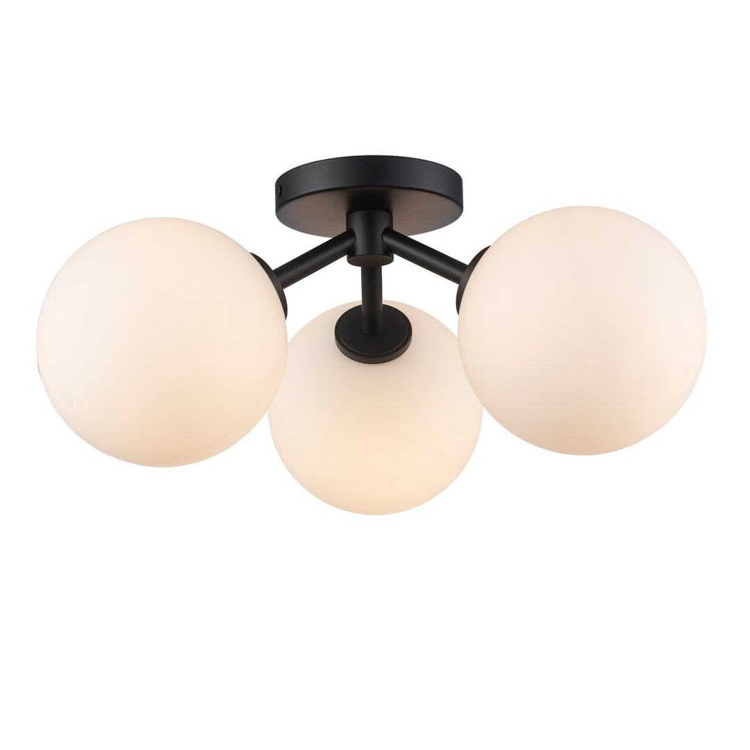 Haskell Three Light Flush Mount in Black - available from The Lighting Shoppe, trusted by Canadian homeowners
