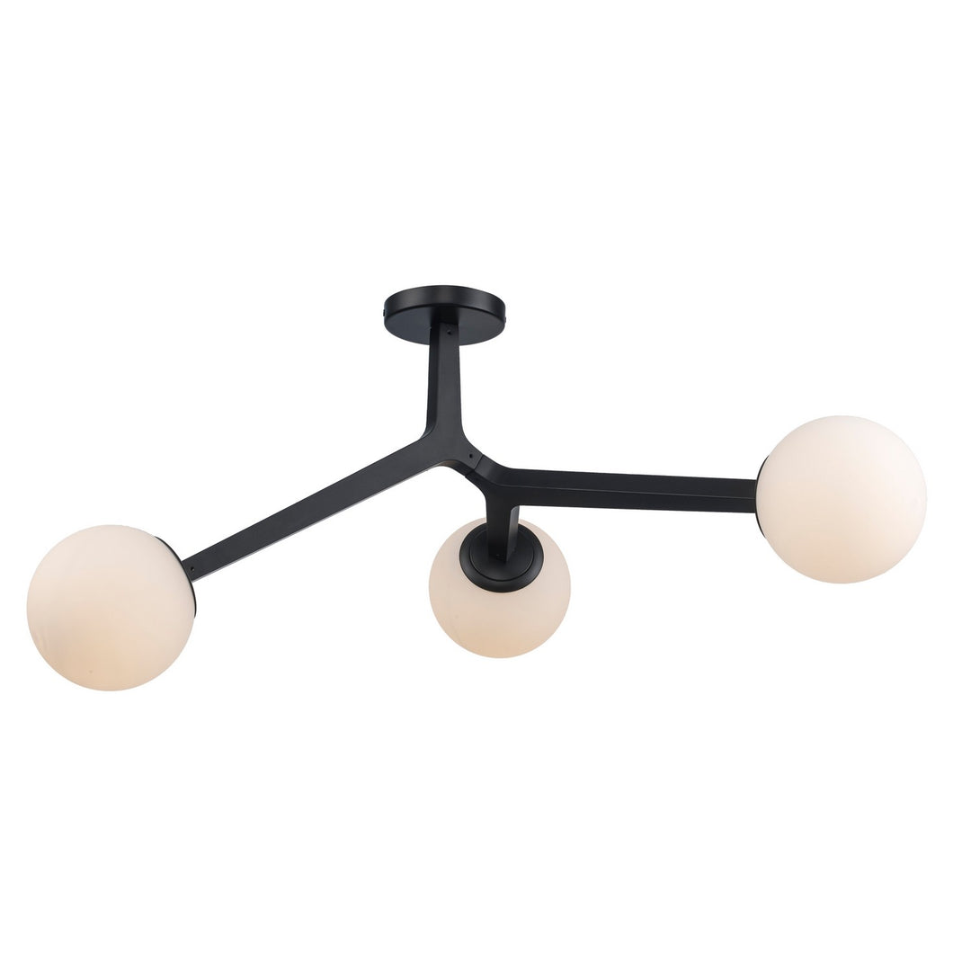 Haskell Three Light Flush Mount in Black - available from The Lighting Shoppe, trusted by Canadian homeowners