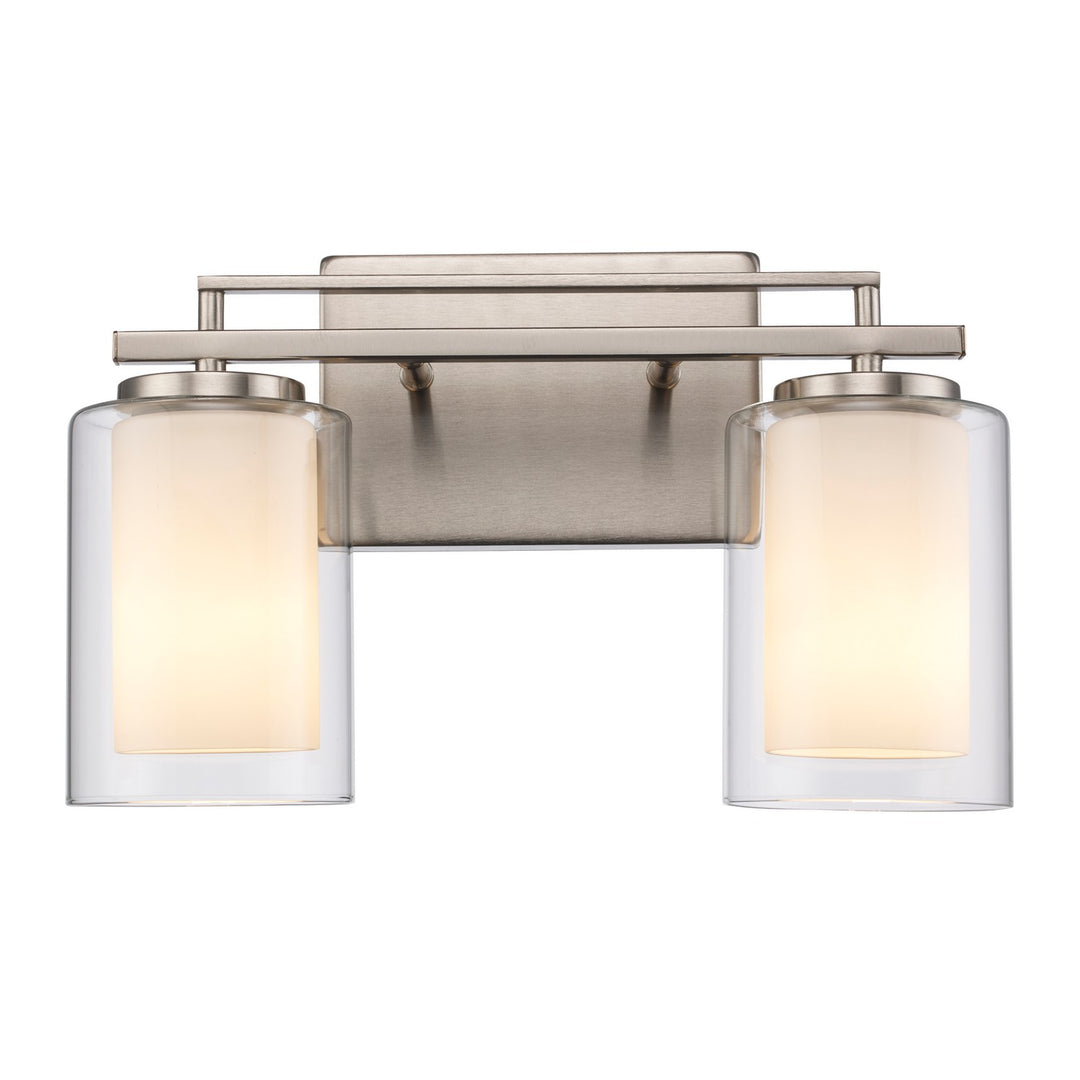 Lisbon Two Light Vanity in Brushed Nickel - available from The Lighting Shoppe, trusted by Canadian homeowners