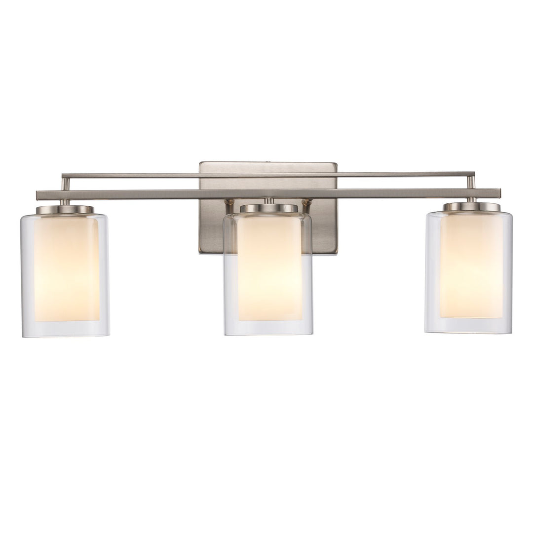 Lisbon Three Light Vanity in Brushed Nickel - available from The Lighting Shoppe, trusted by Canadian homeowners