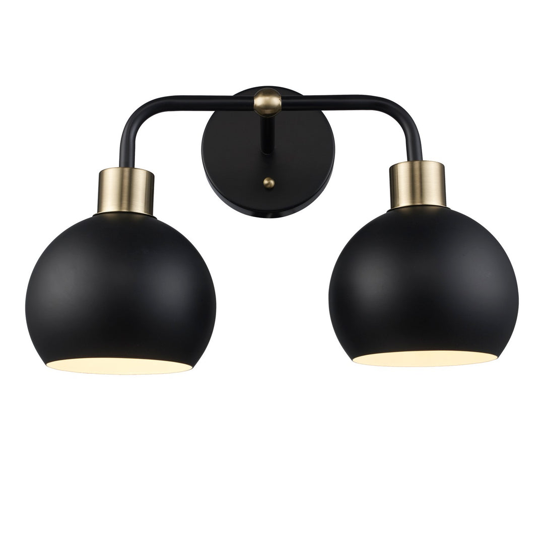 Indigo Two Light Vanity in Black/Antique Gold - available from The Lighting Shoppe, trusted by Canadian homeowners
