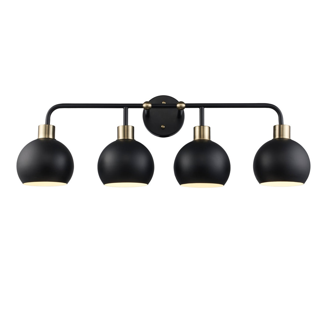 Indigo Four Light Vanity in Black/Antique Gold - available from The Lighting Shoppe, trusted by Canadian homeowners