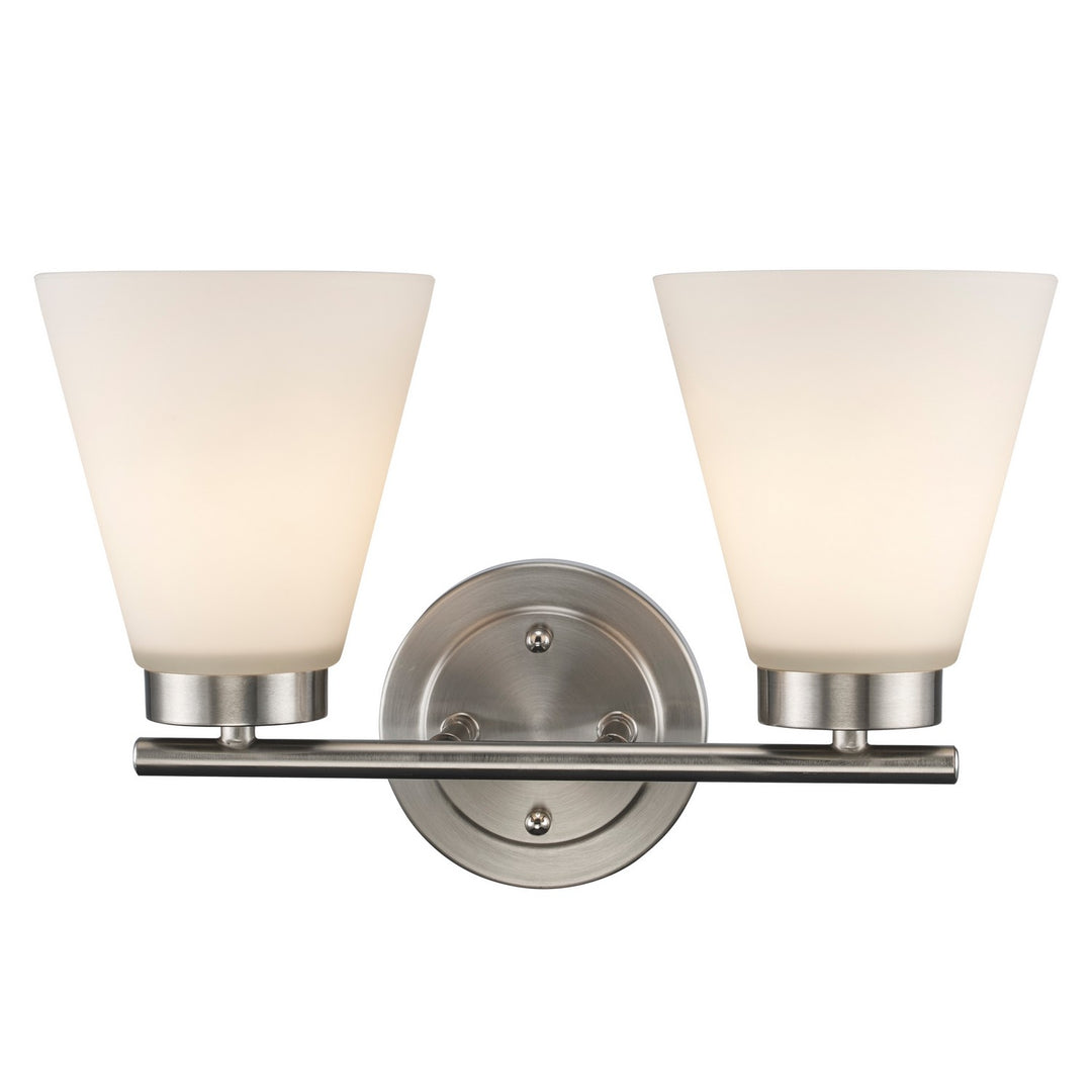 Fifer Two Light Vanity in Brushed Nickel - available from The Lighting Shoppe, trusted by Canadian homeowners
