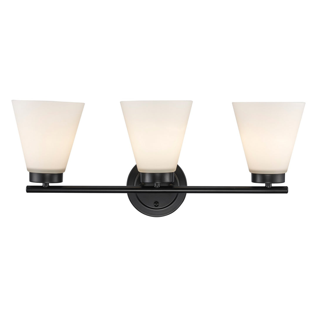 Fifer Three Light Vanity in Black - available from The Lighting Shoppe, trusted by Canadian homeowners
