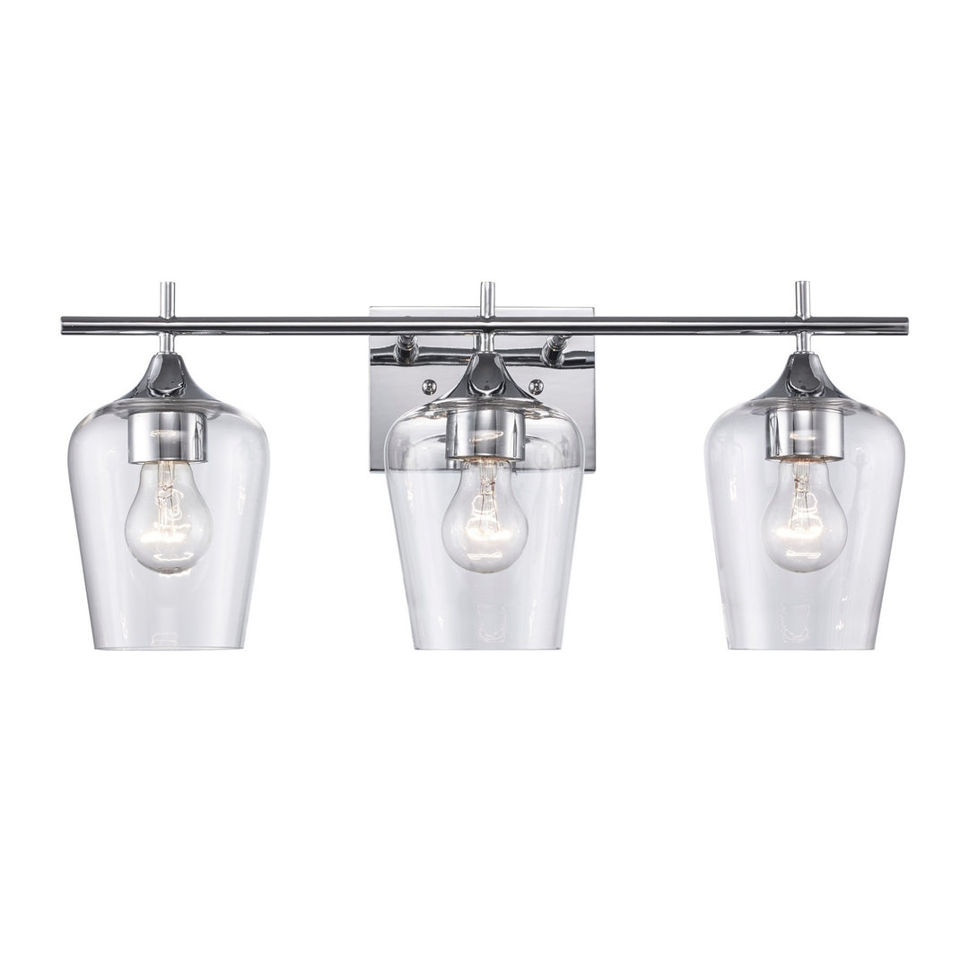 Kieran Three Light Vanity in Polished Chrome - available from The Lighting Shoppe, trusted by Canadian homeowners
