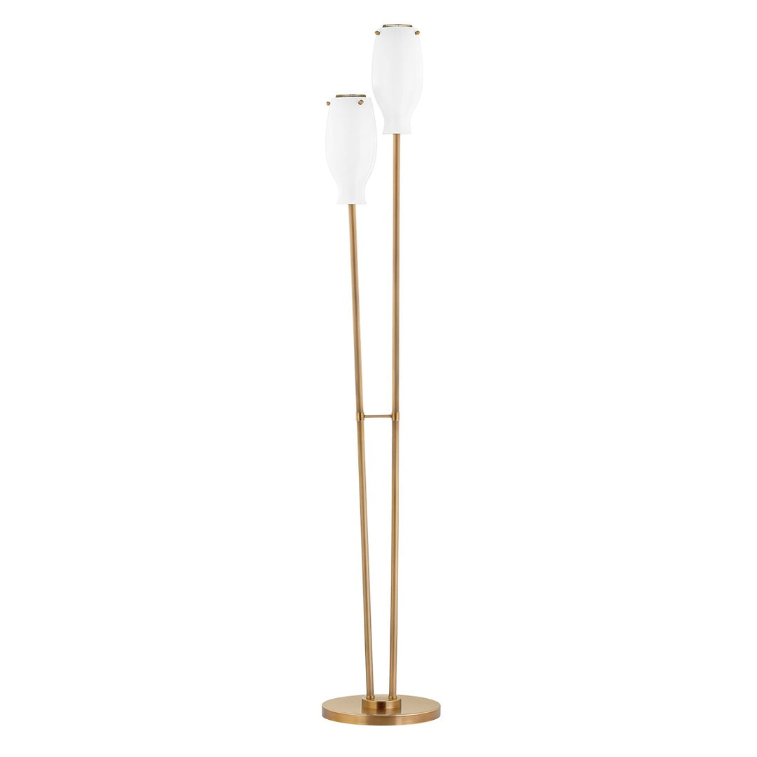 Geyser Two Light Floor Lamp in Patina Brass - available from The Lighting Shoppe, trusted by Canadian homeowners