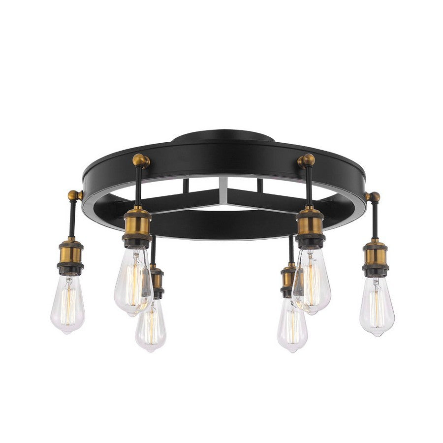 Belvedere Six Light Close to Ceiling in Antique Brass/Black - available from The Lighting Shoppe, trusted by Canadian homeowners