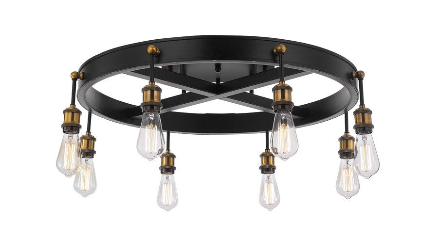 Belvedere Eight Light Close to Ceiling in Antique Brass/Black - available from The Lighting Shoppe, trusted by Canadian homeowners