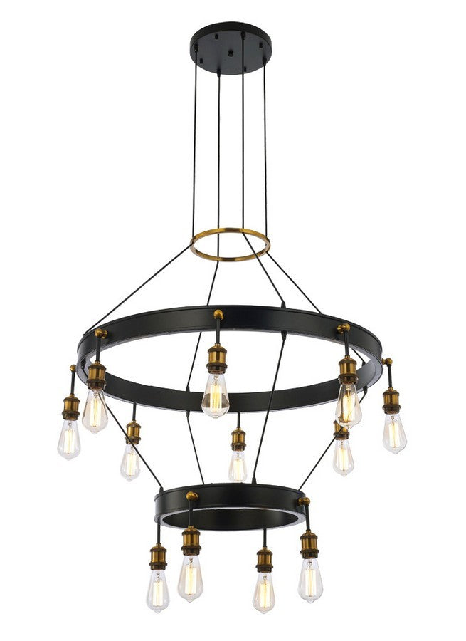 Belvedere 12 Light Pendant in Antique Brass/Black - available from The Lighting Shoppe, trusted by Canadian homeowners