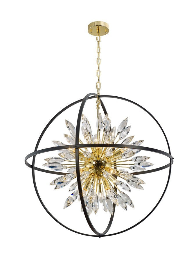 Sunburst 18 Light Chandelier in Gold/Black - available from The Lighting Shoppe, trusted by Canadian homeowners