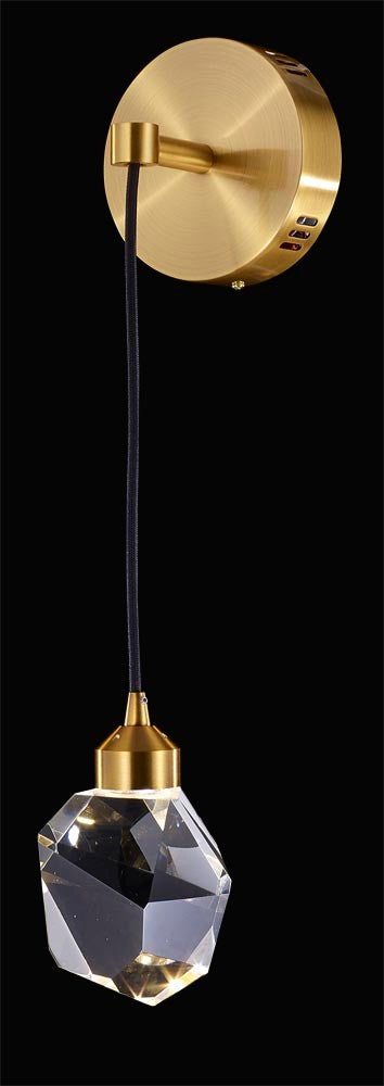 Rock Crystal LED Wall Sconce in Antique Brass - available from The Lighting Shoppe, trusted by Canadian homeowners