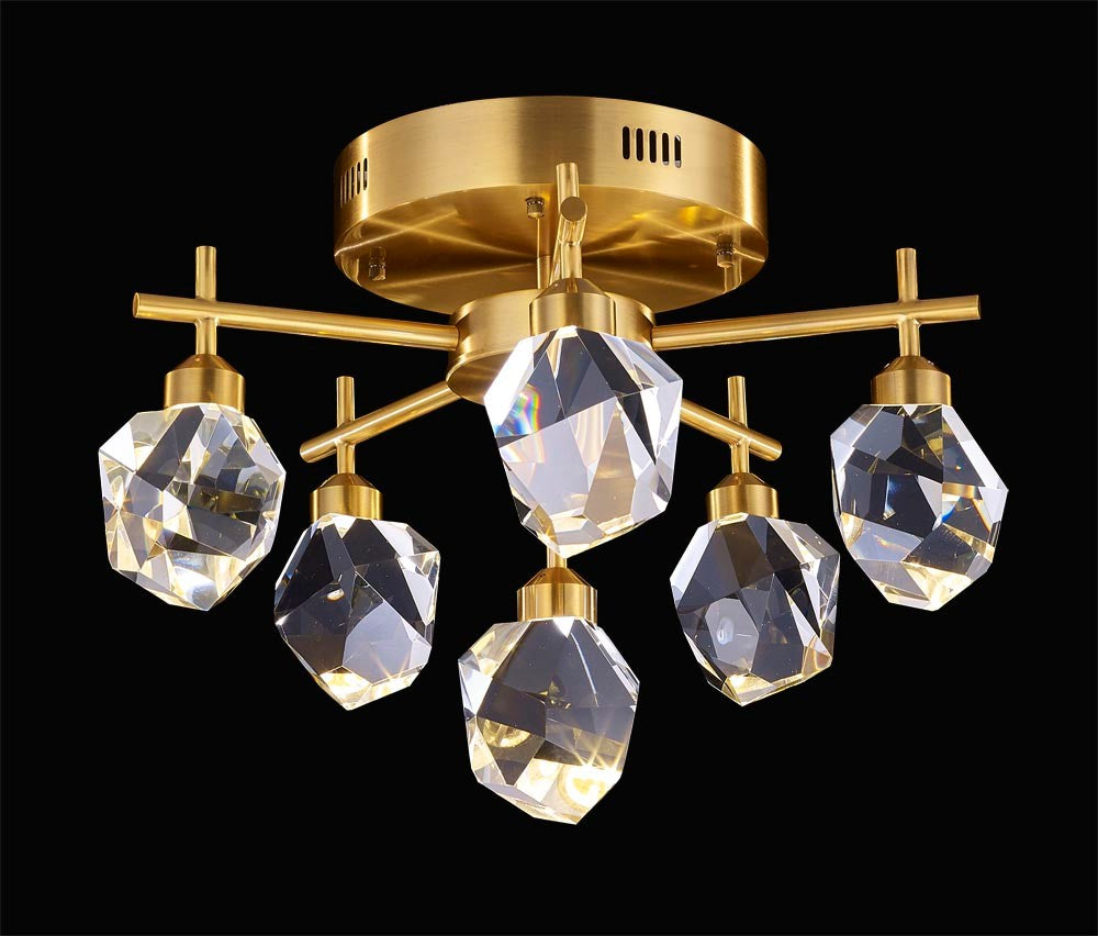 Rock Crystal LED Close to Ceiling in Antique Brass - available from The Lighting Shoppe, trusted by Canadian homeowners