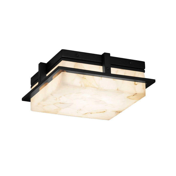 Alabaster Rocks LED Outdoor Flush Mount in Matte Black Justice Designs