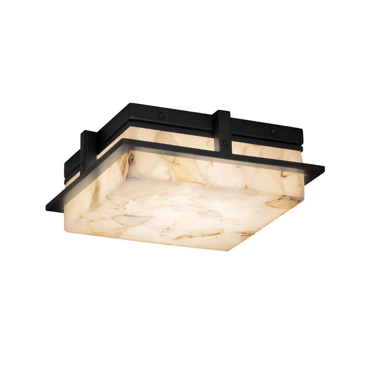 Alabaster Rocks LED Outdoor Flush Mount in Matte Black Justice Designs