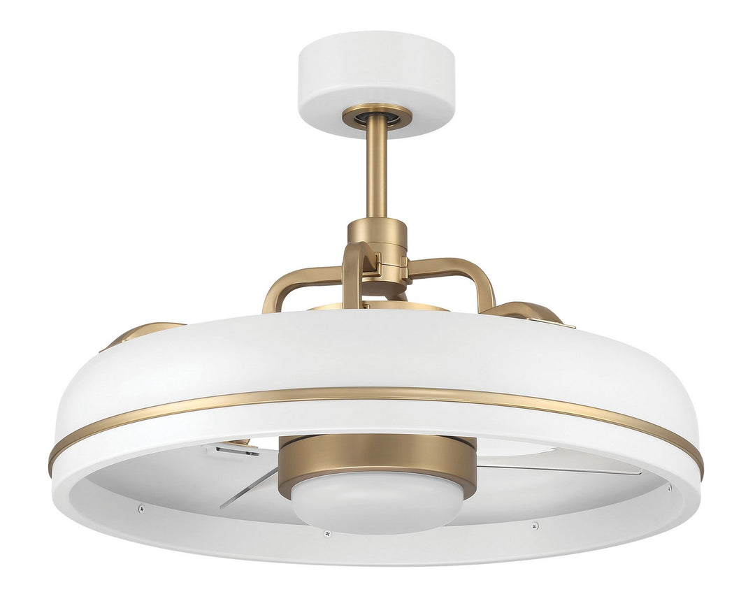 Taylor 20"Ceiling Fan in White/Satin Brass - available from The Lighting Shoppe, trusted by Canadian homeowners