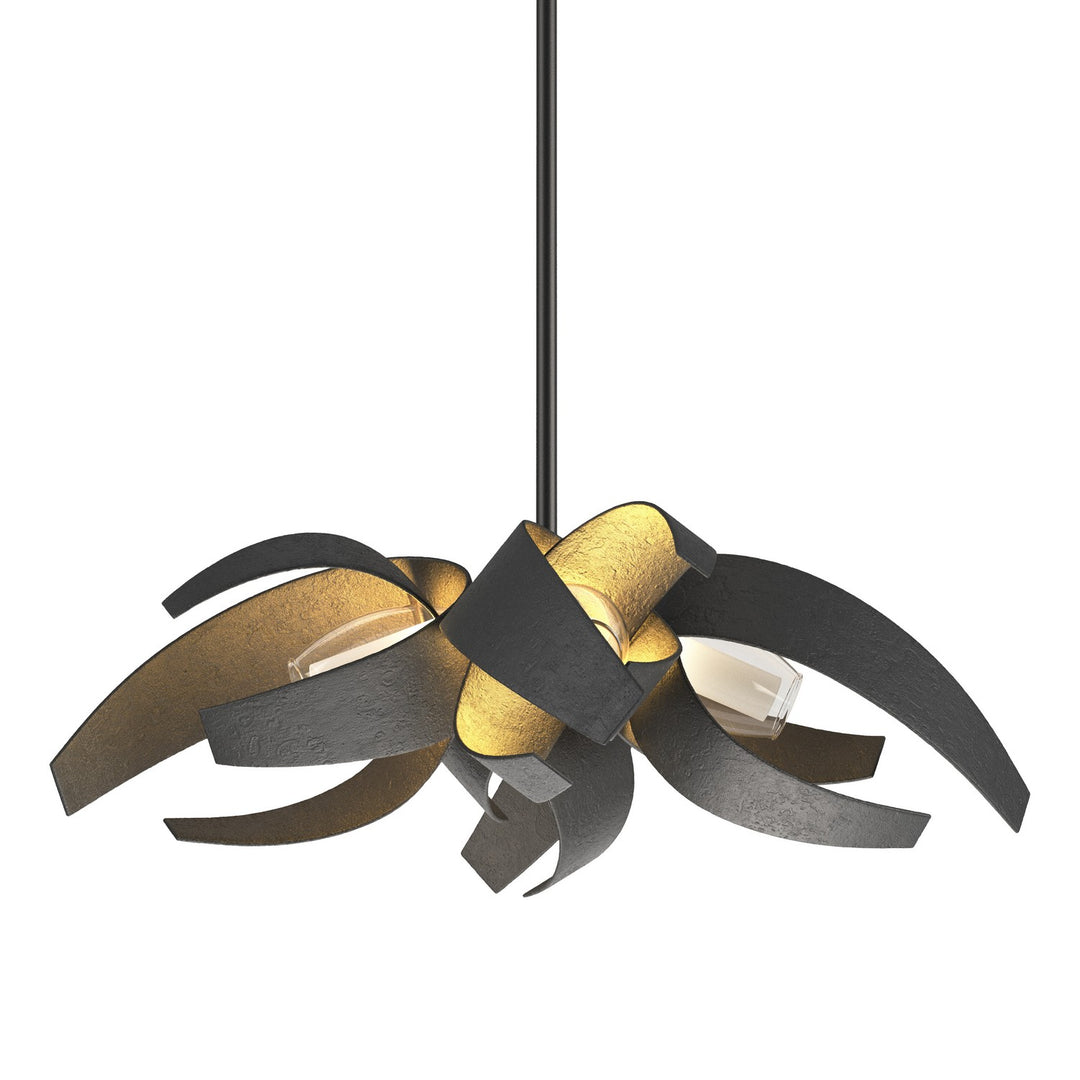 Hubbardton Forge Canada - 136500-SKT-MULT-10-YE0352 - Four Light Pendant - Corona - Black