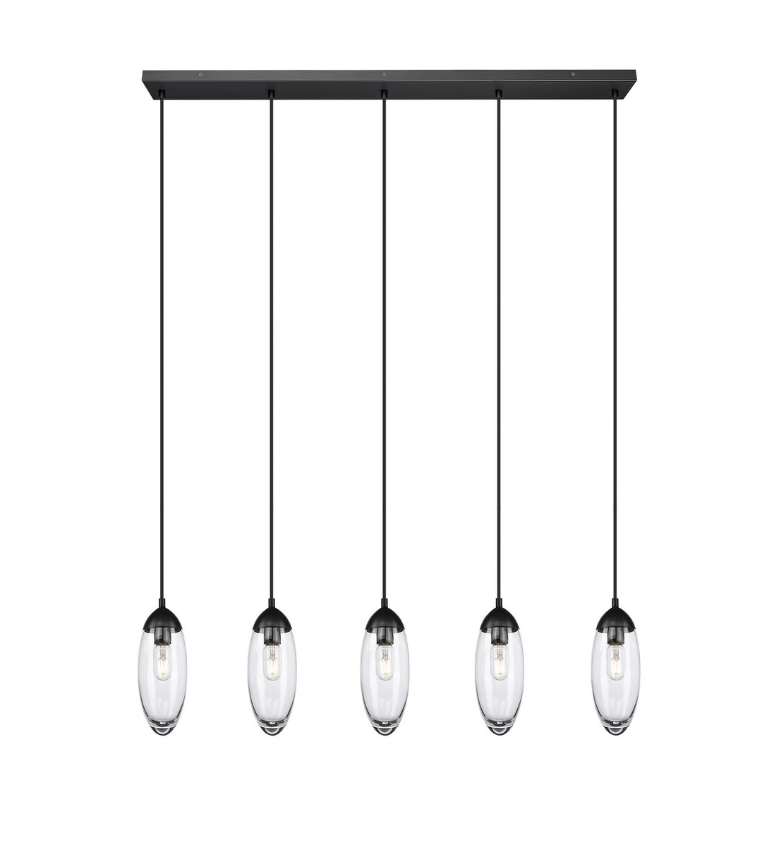 Arden Five Light Linear Chandelier in Matte Black - available from The Lighting Shoppe, trusted by Canadian homeowners