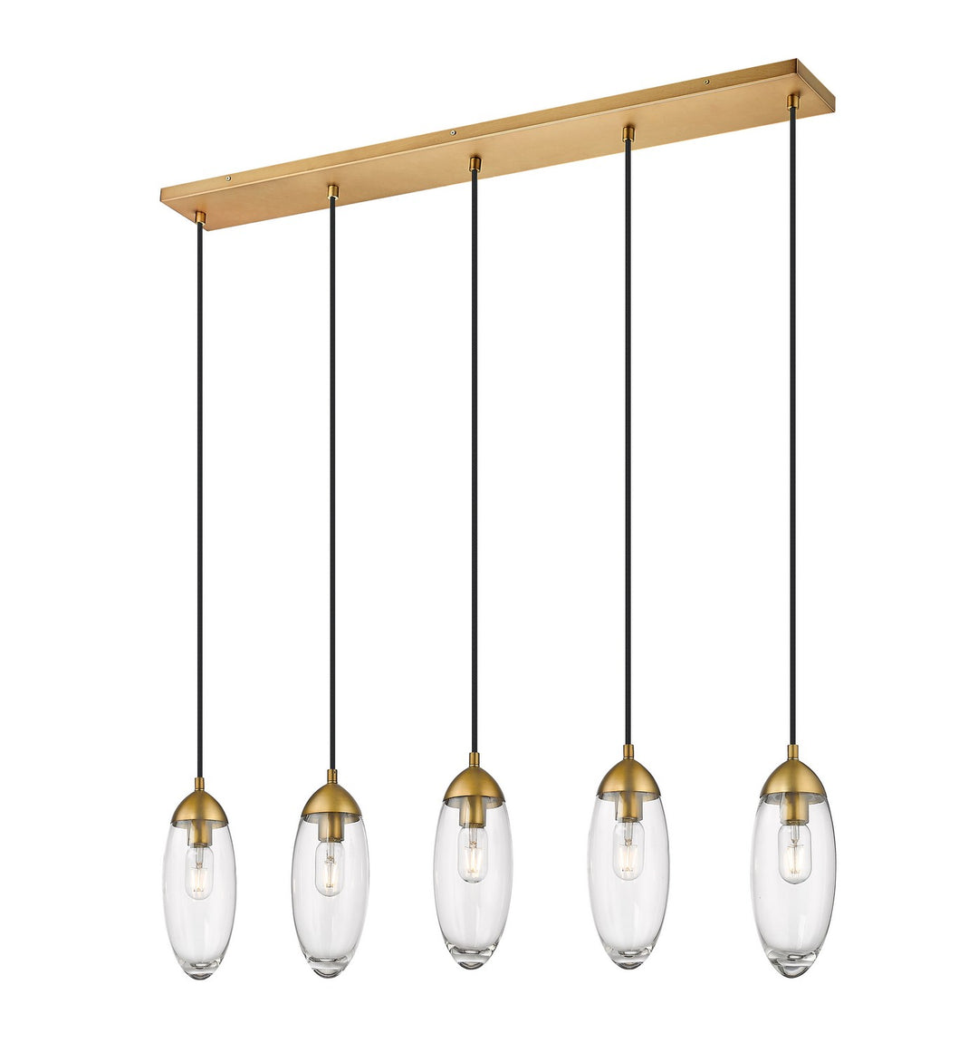 Arden Five Light Linear Chandelier in Rubbed Brass - available from The Lighting Shoppe, trusted by Canadian homeowners