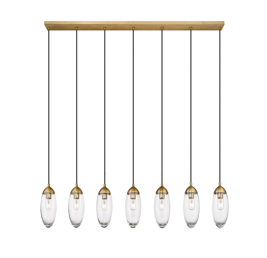 Arden Seven Light Linear Chandelier in Rubbed Brass - available from The Lighting Shoppe, trusted by Canadian homeowners