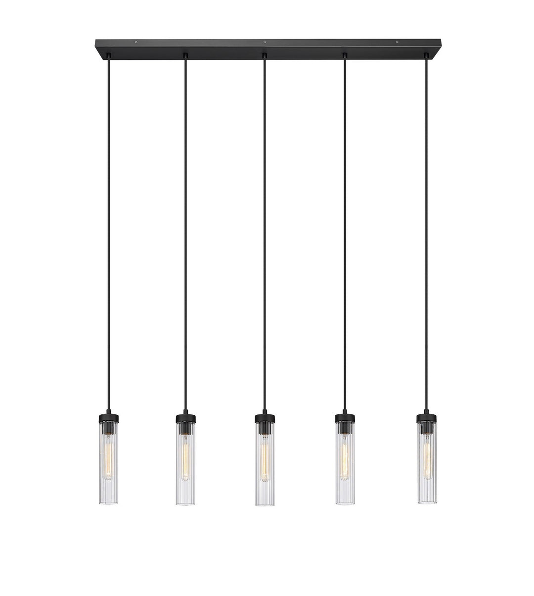 Beau Five Light Linear Chandelier in Matte Black - available from The Lighting Shoppe, trusted by Canadian homeowners
