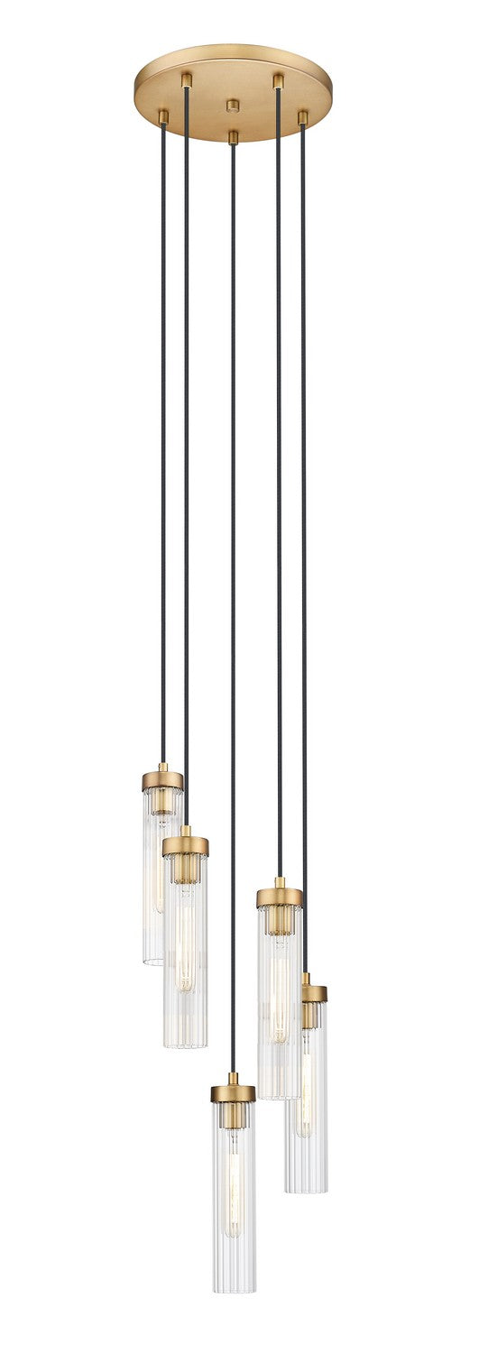 Beau Five Light Chandelier in Rubbed Brass - available from The Lighting Shoppe, trusted by Canadian homeowners