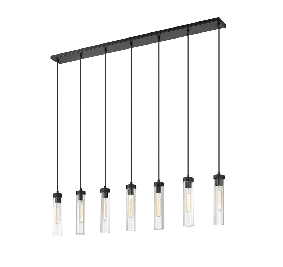 Beau Seven Light Linear Chandelier in Matte Black - available from The Lighting Shoppe, trusted by Canadian homeowners