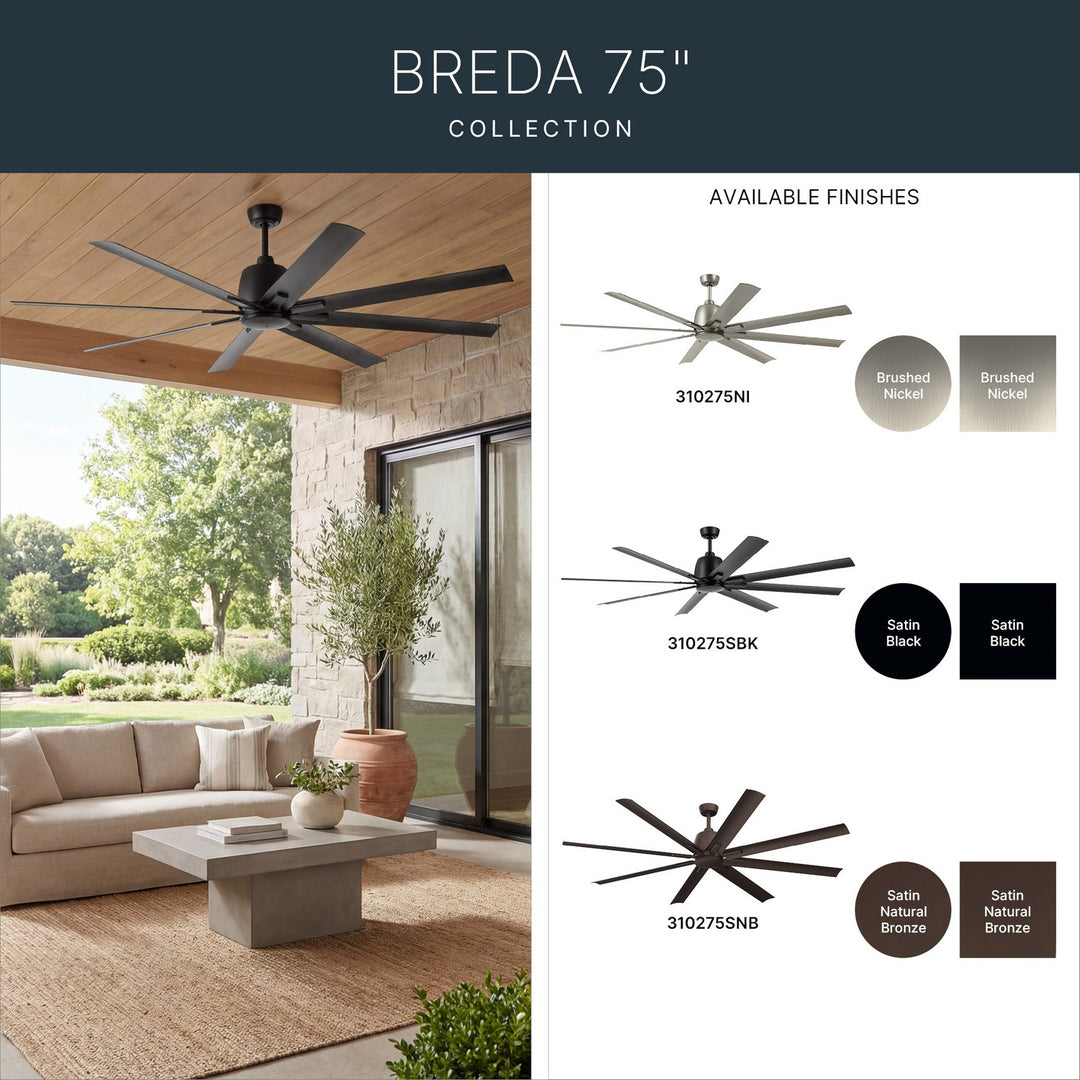 Kichler Canada - 310275SNB - 75"Ceiling Fan - Breda - Satin Natural Bronze