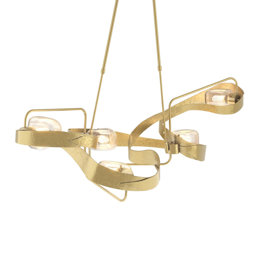 Hubbardton Forge Canada - 137820-SKT-LONG-86-ZM0549 - Five Light Pendant - Graffiti - Modern Brass