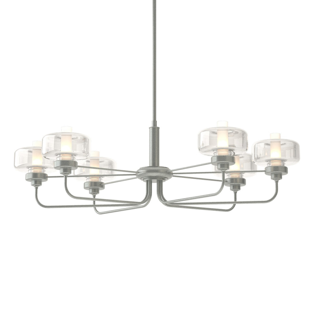 Hubbardton Forge Canada - 137840-SKT-MULT-82-YE0592 - Six Light Pendant - Nola - Vintage Platinum