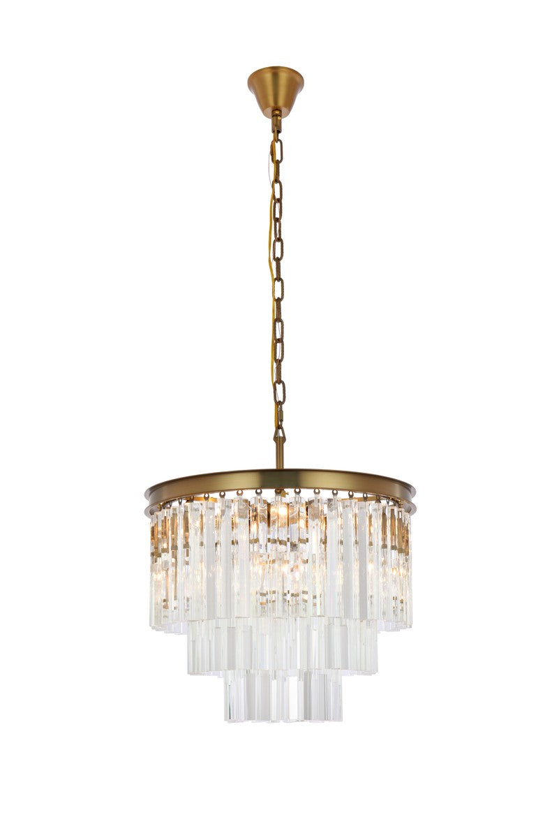Sydney Nine Light Chandelier in satin gold - available from The Lighting Shoppe, trusted by Canadian homeowners