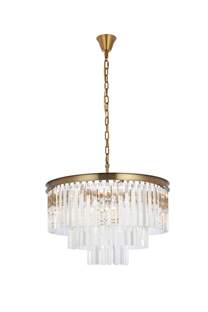 Sydney Nine Light Chandelier in satin gold - available from The Lighting Shoppe, trusted by Canadian homeowners