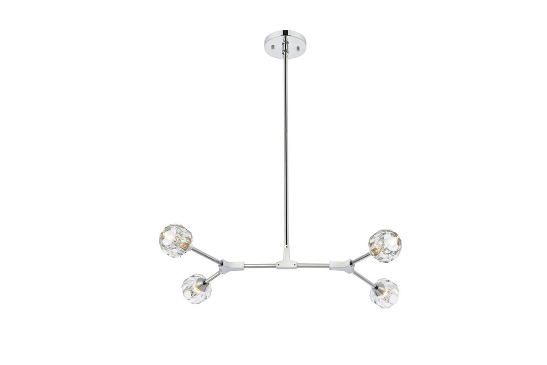 Elegant Lighting - 3508D30C - Four Light Pendant - Zayne - Chrome and Clear