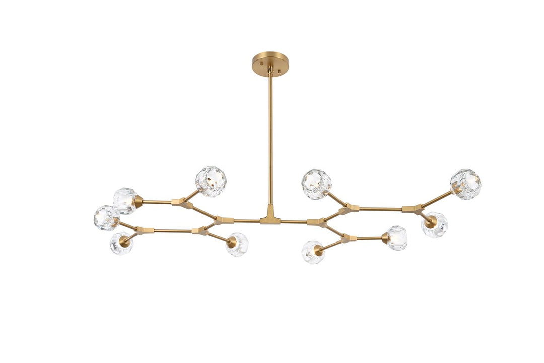 Elegant Lighting - 3508D56G - Ten Light Pendant - Zayne - Gold and Clear