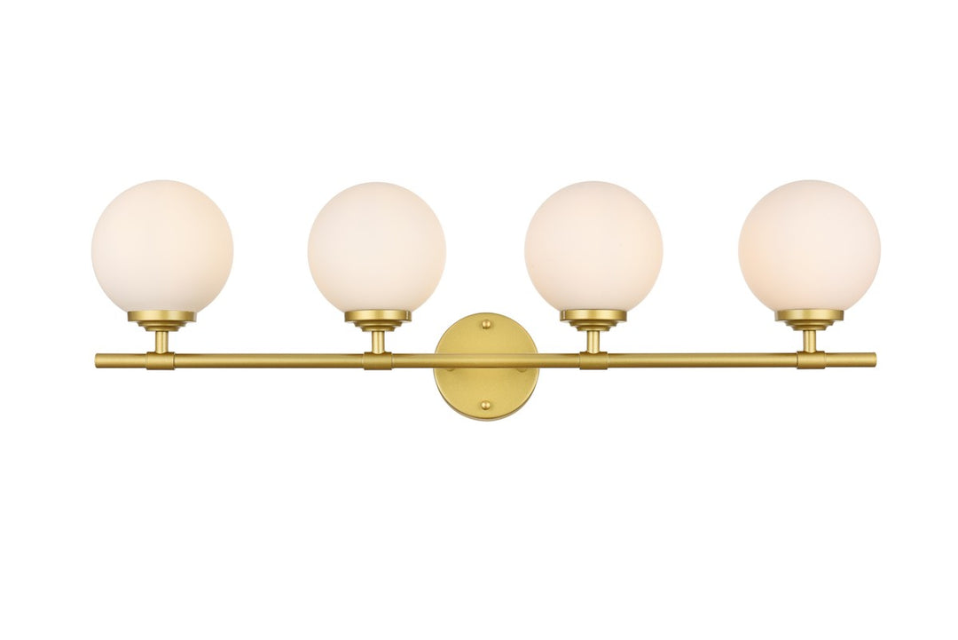 Ansley Four Light Bath Sconce in Brass - available from The Lighting Shoppe, trusted by Canadian homeowners
