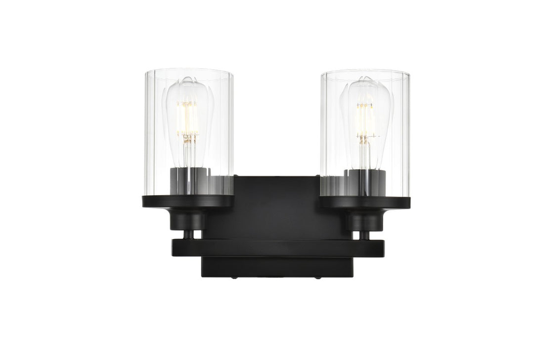 Saanvi Two Light Bath Sconce in Black - available from The Lighting Shoppe, trusted by Canadian homeowners